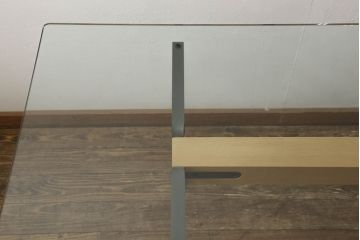 中古　美品　イタリア　ドリアデ　フラーテ(FRATE)　スタイリッシュな空間づくりにおすすめのガラステーブル(ダイニングテーブル)(定価約73万円)(R-059549)