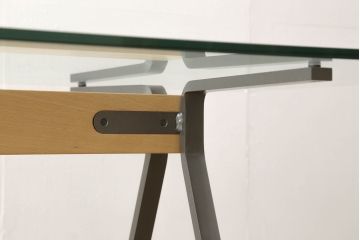 中古　美品　イタリア　ドリアデ　フラーテ(FRATE)　スタイリッシュな空間づくりにおすすめのガラステーブル(ダイニングテーブル)(定価約73万円)(R-059549)