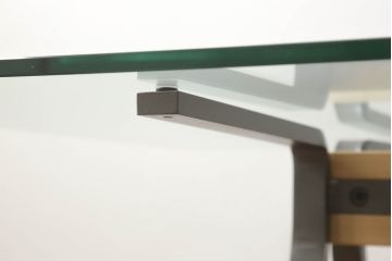 中古　美品　イタリア　ドリアデ　フラーテ(FRATE)　スタイリッシュな空間づくりにおすすめのガラステーブル(ダイニングテーブル)(定価約73万円)(R-059549)