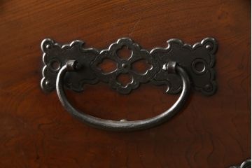 和製アンティーク　美品　前面欅(ケヤキ)・中桐　金具の立派な佐渡箪笥・上段(小木箪笥、和たんす、時代箪笥、収納箪笥、引き出し)(R-059552)