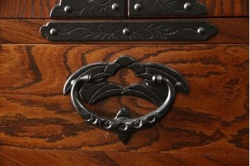 中古　美品　岩谷堂箪笥　脚(台輪付き)リメイク　奥行たっぷりサイズの特注品!観音扉付き衣装箪笥(チェスト、洋服タンス、収納タンス、着物箪笥)(R-059557)