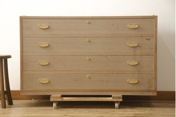 中古　伝統工芸品　名古屋桐箪笥　気品ある佇まいが魅力の総桐箪笥ローチェスト(並厚、総桐たんす、ローボード、引き出し)(R-059559)