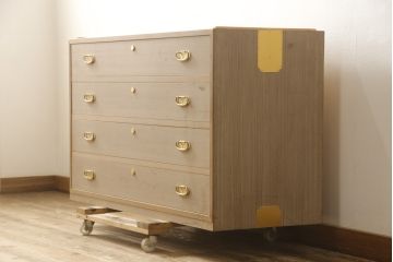 中古　伝統工芸品　名古屋桐箪笥　気品ある佇まいが魅力の総桐箪笥ローチェスト(並厚、総桐たんす、ローボード、引き出し)(R-059559)