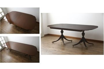 中古　最高級　アメリカ　KINDEL(キンデル)　マホガニー材　脚先まで凝ったつくりが目を引くエクステンションテーブル(定価約240万円)(ダイニングテーブル、4人掛け、6人掛け)(R-059571)