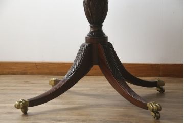 中古　最高級　アメリカ　KINDEL(キンデル)　マホガニー材　脚先まで凝ったつくりが目を引くエクステンションテーブル(定価約240万円)(ダイニングテーブル、4人掛け、6人掛け)(R-059571)