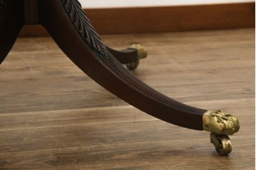 中古　最高級　アメリカ　KINDEL(キンデル)　マホガニー材　脚先まで凝ったつくりが目を引くエクステンションテーブル(定価約240万円)(ダイニングテーブル、4人掛け、6人掛け)(R-059571)