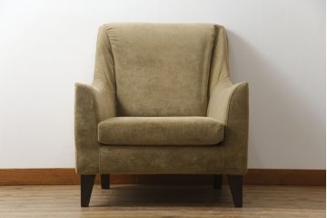 中古　日本フクラ(HUKLA)　CARO(カーロ)　モダンな空間にもクラシックな空間にもマッチ!　やさしい色味のファブリックが素敵な一人掛けソファ(1Pソファ、アームソファ、アームチェア、椅子)(R-059573)