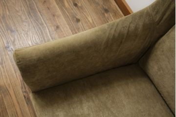 中古　日本フクラ(HUKLA)　CARO(カーロ)　モダンな空間にもクラシックな空間にもマッチ!　やさしい色味のファブリックが素敵な一人掛けソファ(1Pソファ、アームソファ、アームチェア、椅子)(R-059573)