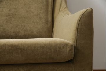 中古　日本フクラ(HUKLA)　CARO(カーロ)　モダンな空間にもクラシックな空間にもマッチ!　やさしい色味のファブリックが素敵な一人掛けソファ(1Pソファ、アームソファ、アームチェア、椅子)(R-059573)