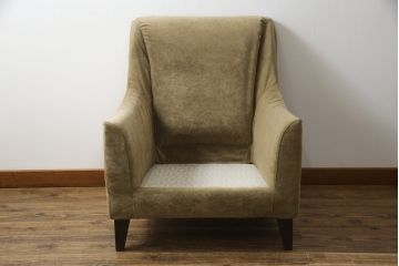 中古　日本フクラ(HUKLA)　CARO(カーロ)　モダンな空間にもクラシックな空間にもマッチ!　やさしい色味のファブリックが素敵な一人掛けソファ(1Pソファ、アームソファ、アームチェア、椅子)(R-059573)
