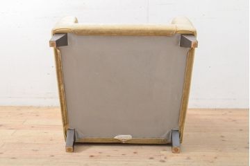 中古　日本フクラ(HUKLA)　CARO(カーロ)　モダンな空間にもクラシックな空間にもマッチ!　やさしい色味のファブリックが素敵な一人掛けソファ(1Pソファ、アームソファ、アームチェア、椅子)(R-059574)