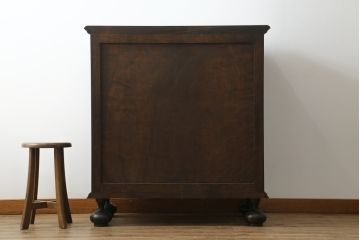 中古　松本民芸家具　レア品　C型ボールフット洋タンス　クラシカルなジャコビアン様式が目を惹くチェスト(引き出し)(定価約72万円)(R-059576)