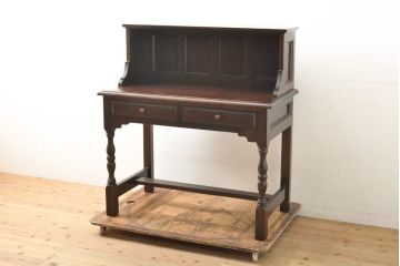 中古　松本民芸家具　シックな書斎作りにおすすめの平机(デスク、ワークデスク、在宅ワーク、在宅用)(R-059578)