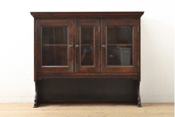 リメイクベース　中古　松本民芸家具　落ち着きのある佇まいが魅力の壁掛けカップボード(収納棚、戸棚、食器棚、キャビネット、吊り戸棚)(R-059579)