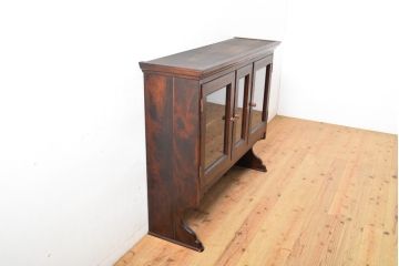 リメイクベース　中古　松本民芸家具　落ち着きのある佇まいが魅力の壁掛けカップボード(収納棚、戸棚、食器棚、キャビネット、吊り戸棚)(R-059579)