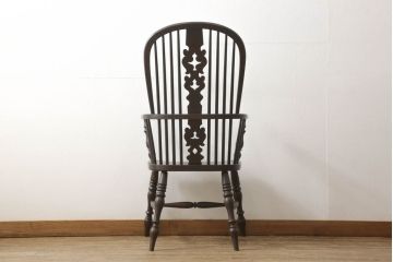 ヴィンテージ　松本民芸家具　#44A型　洋風のクラシカルなデザインが美しいウィンザーチェア(定価約18万円)(アームチェア、板座チェア、椅子、イス、ビンテージ、ウインザーチェア)(R-059585)