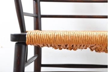 和製ビンテージ　松本民芸家具　#306型　ラッシ座面がお洒落なスピンドルアームチェア(椅子、イス、ダイニングチェア、ヴィンテージ)(定価約22万7千円)(R-059586)