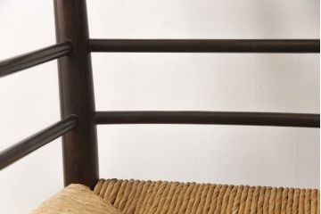 和製ビンテージ　松本民芸家具　#306型　ラッシ座面がお洒落なスピンドルアームチェア(椅子、イス、ダイニングチェア、ヴィンテージ)(定価約22万7千円)(R-059588)