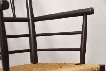 和製ビンテージ　松本民芸家具　#306型　ラッシ座面がお洒落なスピンドルアームチェア(椅子、イス、ダイニングチェア、ヴィンテージ)(定価約22万7千円)(R-059588)