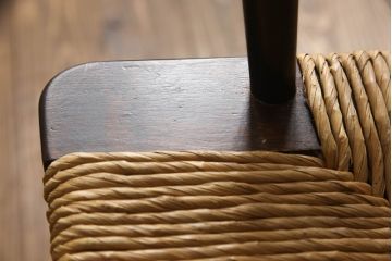 和製ビンテージ　松本民芸家具　#306型　ラッシ座面がお洒落なスピンドルアームチェア(椅子、イス、ダイニングチェア、ヴィンテージ)(定価約22万7千円)(R-059588)