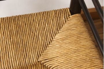 和製ビンテージ　松本民芸家具　#306型　ラッシ座面がお洒落なスピンドルアームチェア(椅子、イス、ダイニングチェア、ヴィンテージ)(定価約22万7千円)(R-059588)