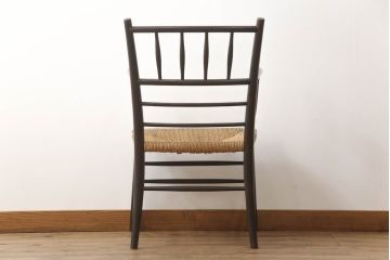 和製ビンテージ　松本民芸家具　#306型　ラッシ座面がお洒落なスピンドルアームチェア(椅子、イス、ダイニングチェア、ヴィンテージ)(定価約22万7千円)(R-059588)