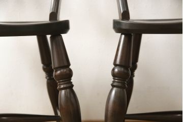 ビンテージ　松本民芸家具　#49型A　背もたれの美しいデザインが印象的なワイコムチェア2脚セット(ダイニングチェア、椅子、板座チェア、ヴィンテージ)(R-059598)