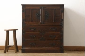 中古　美品　志太民芸家具　中桐　金具が印象的な箪笥(タンス、引き出し、収納箪笥、サイドチェスト)(定価約28万円)(R-059631)