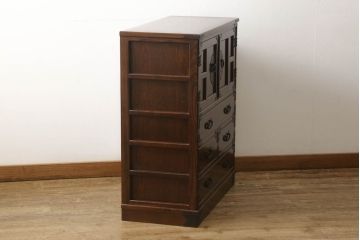 中古　美品　志太民芸家具　中桐　金具が印象的な箪笥(タンス、引き出し、収納箪笥、サイドチェスト)(定価約28万円)(R-059631)