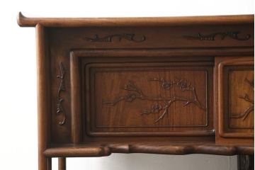 中古　特大六尺　花梨(カリン)材　品のある佇まいが美しい飾り棚(茶棚、収納棚、戸棚、唐木)(R-059642)