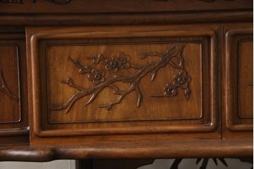 中古　特大六尺　花梨(カリン)材　品のある佇まいが美しい飾り棚(茶棚、収納棚、戸棚、唐木)(R-059642)