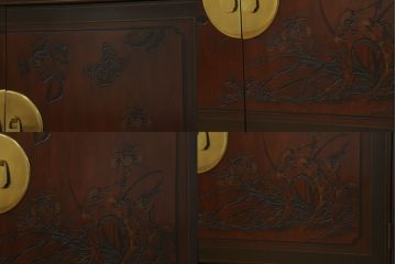 中古　美品　DREXEL HERITAGE(ドレクセルヘリテイジ)　シノワズリ様式　上品な佇まいが美しいチャイナキャビネット(定価約340万円)(食器棚、キュリオケース、ガラスケース、ショーケース、戸棚、飾り棚)(R-059661)