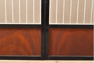 アンティーク建具　腰板欅(ケヤキ)材　凛とした佇まいが気品溢れる障子戸2枚セット(引き戸、建具)(R-059663)