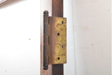 アンティーク建具　昭和初期　ヒノキ(檜)材　レトロな雰囲気が素敵!　大きな窓枠付きの扉1枚(ドア、ガラス扉、建具)(R-059664)