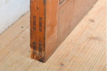 アンティーク建具　昭和初期　ヒノキ(檜)材　レトロな雰囲気が素敵!　大きな窓枠付きの扉1枚(ドア、ガラス扉、建具)(R-059664)