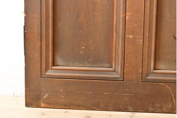アンティーク建具　昭和初期　ヒノキ(檜)材　レトロな雰囲気が素敵!　大きな窓枠付きの扉1枚(ドア、ガラス扉、建具)(R-059664)