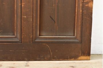 アンティーク建具　昭和初期　ヒノキ(檜)材　レトロな雰囲気が素敵!　大きな窓枠付きの扉1枚(ドア、ガラス扉、建具)(R-059664)