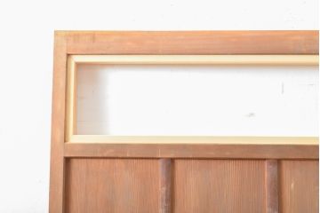 アンティーク建具　昭和中期　高級品　柾目が美しい!　ガラス入り板戸2枚セット(引き戸、建具)(R-059666)