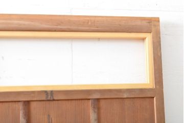 アンティーク建具　昭和中期　高級品　柾目が美しい!　ガラス入り板戸2枚セット(引き戸、建具)(R-059666)