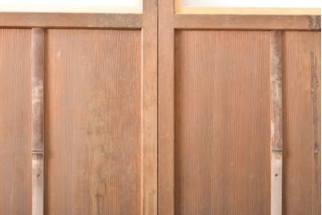 アンティーク建具　昭和中期　高級品　柾目が美しい!　ガラス入り板戸2枚セット(引き戸、建具)(R-059666)