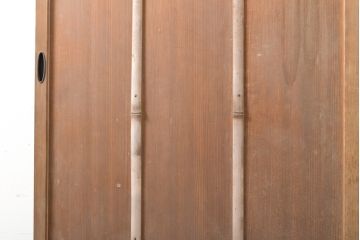 アンティーク建具　昭和中期　高級品　柾目が美しい!　ガラス入り板戸2枚セット(引き戸、建具)(R-059666)