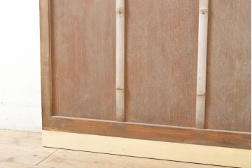 アンティーク建具　昭和中期　高級品　柾目が美しい!　ガラス入り板戸2枚セット(引き戸、建具)(R-059666)