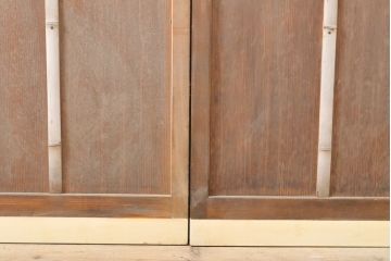 アンティーク建具　昭和中期　高級品　柾目が美しい!　ガラス入り板戸2枚セット(引き戸、建具)(R-059666)