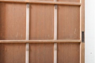 アンティーク建具　昭和中期　高級品　柾目が美しい!　ガラス入り板戸2枚セット(引き戸、建具)(R-059666)