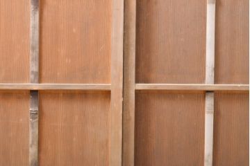 アンティーク建具　昭和中期　高級品　柾目が美しい!　ガラス入り板戸2枚セット(引き戸、建具)(R-059666)