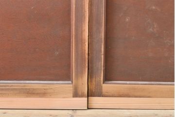 アンティーク建具　昭和中期　レトロな部屋づくりにぴったり!　古い木製のガラス戸2枚セット(引き戸、建具)(R-059667)