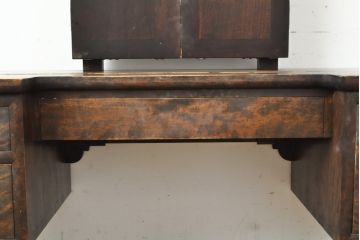 中古　松本民芸家具　和洋折衷の空間に馴染みの良い角型三面鏡(鏡台、ドレッサー、ミラー)(R-059672)