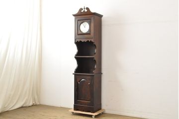 中古　松本民芸家具　気品漂うシックな雰囲気が魅力のB型時計台(ホールクロック、戸棚、収納棚、陳列棚)(定価約49万6千円)(R-059674)