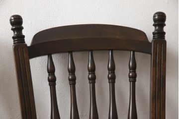 ビンテージ家具　松本民芸家具　クラシカルなダイニングづくりにぴったりの安川式スピンドルチェア2脚セット(板座チェア、ダイニングチェア、椅子、ヴィンテージ)(R-059681)