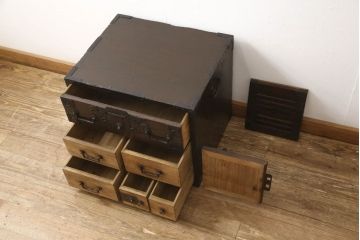 和製アンティーク　総桐　細部まで手の込んだつくりが魅力的な佐渡船箪笥(帳箱、舟箪笥、和箪笥、時代箪笥、収納たんす、小物収納)(R-059683)